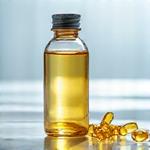 Бутилка течни Omega-3 капсули.