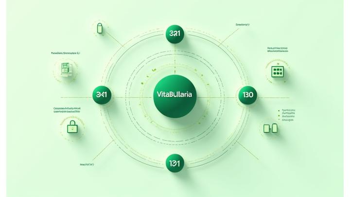 Диаграма, показваща връзки между VitaBulgaria и няколко доверени партньора, като всички връзки са обозначени с икони за сигурност или заключване, символизиращи контролирано и защитено споделяне на данни.